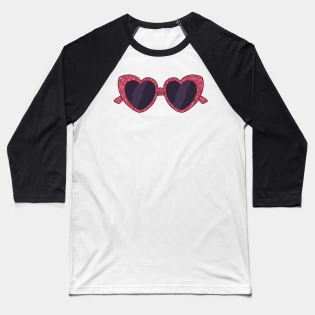 sparkling pink red heart shaped sunglasses aesthetic dollette coquette Baseball T-Shirt by maoudraw